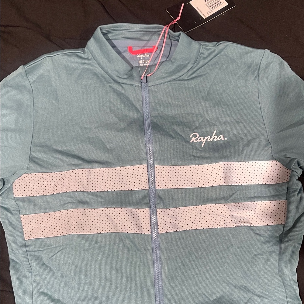 Rapha Light Teal Short Sleeve Cycling Jersey with Reflective Stripes - Picture 2 of 6